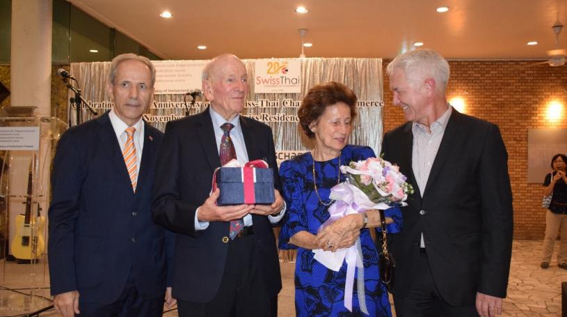 Paul and Milly Somm at the 20th Year STCC celebration at the Swiss Embassy in Bangkok in November 2018.